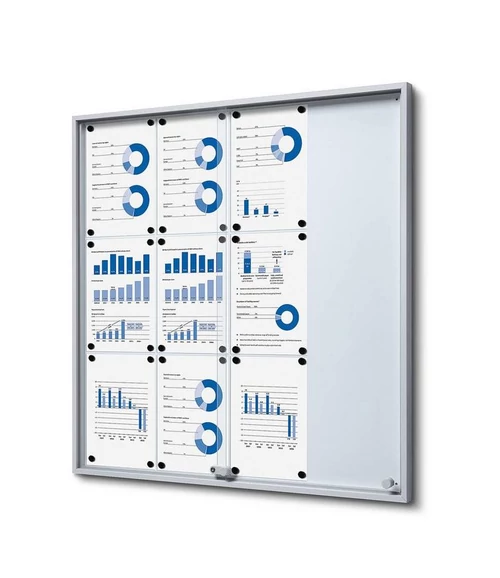 Beltéri, zárható vitrin- tolóajtóval 12xA4